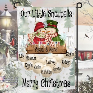 Our Little Snowballs Garden Flag Design, Christmas Flag, Can be Personalized, Sublimation Design, Digital Design, Digital Download