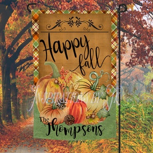 Happy Fall Pumpkin Garden Flag Design, Autumn Flag, Ready to Personalize, Sublimation Design, Printable Artwork, Sublimation, Autumn Design