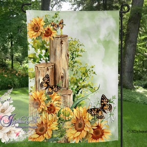 Sunflowers and Butterflies Garden Flag Design, Farmhouse Sunflowers, Ready to Personalize, Spring Flag, Sublimation Download, Digital Design