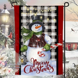 Snowman with Lantern Garden Flag Design, Christmas Flag, Can be Personalized, Sublimation Design, Digital Design, Digital Download