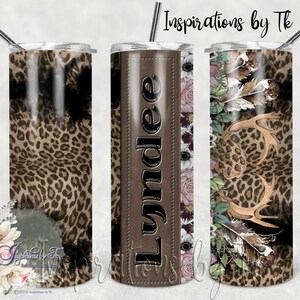 BoHo Leopard & Floral 20oz Skinny Tumbler Design, Ready to personalize, Floral Design, Digital Design, Sublimation Download, Sublimation