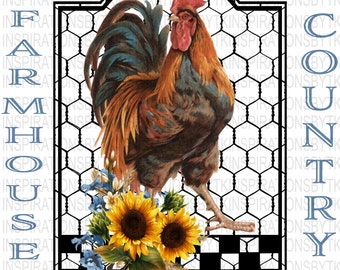 Farmhouse Country, Rooster Design, Farmhouse Design, Sublimation Download, Graphic Design, 300 dpi PNG