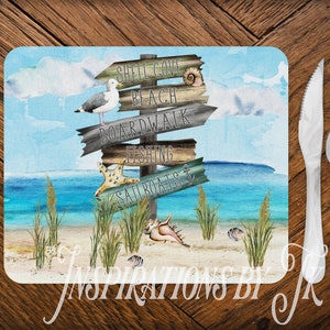 Por el diseño sea Placemat, Beach Placemat Diseño, Diseño Náutico, Diseño Oceánico, Sublimación Descargar, Descarga Digital