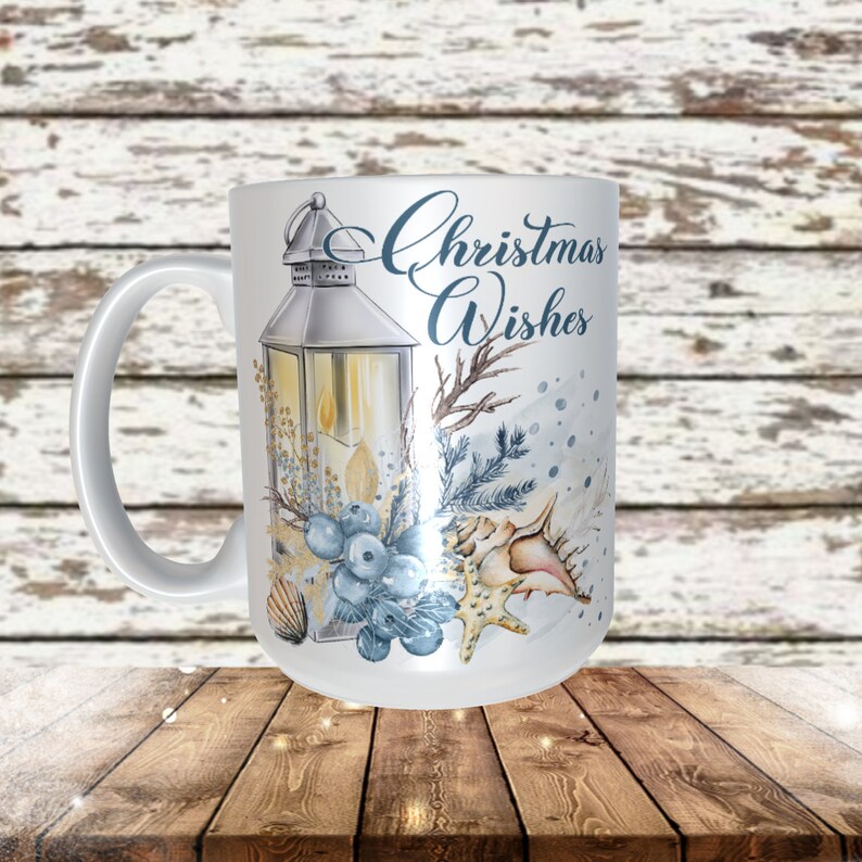 Christmas Wishes from the Sea Lantern Design Elegant Christmas Sublimation Digital Design Ocean Design Sublimation Download Christmas