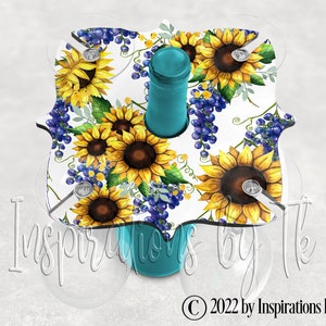 Sunflowers & Grapes Wine Caddy Design, Wine Caddy, Sunflower Wine Design, Sublimation Download, Digital Design, 300 DPI PNG