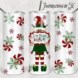 Elf, I&#39;ve Been Naughty, 20oz Skinny Tumbler Design, Christmas Sublimation, Whimsical Design, Digital Design, Sublimation Download