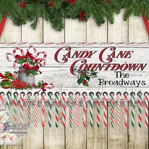 Candy Cane Countdown, Candy Cane Design, Christmas Design, Country Christmas, Digital Design, Sublimation Download, Advent Calendar