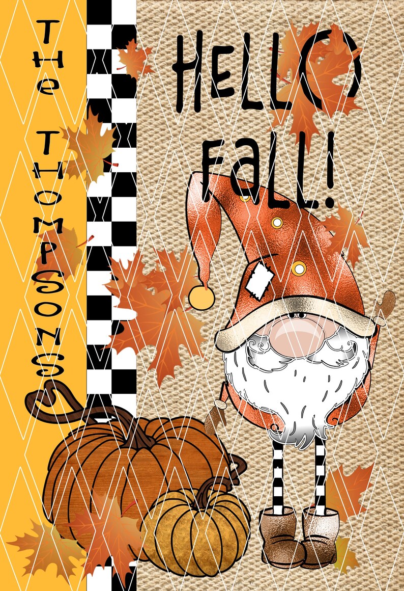 Download Gnome Hello Fall Garden Flag Design Autumn Flag Ready to ...