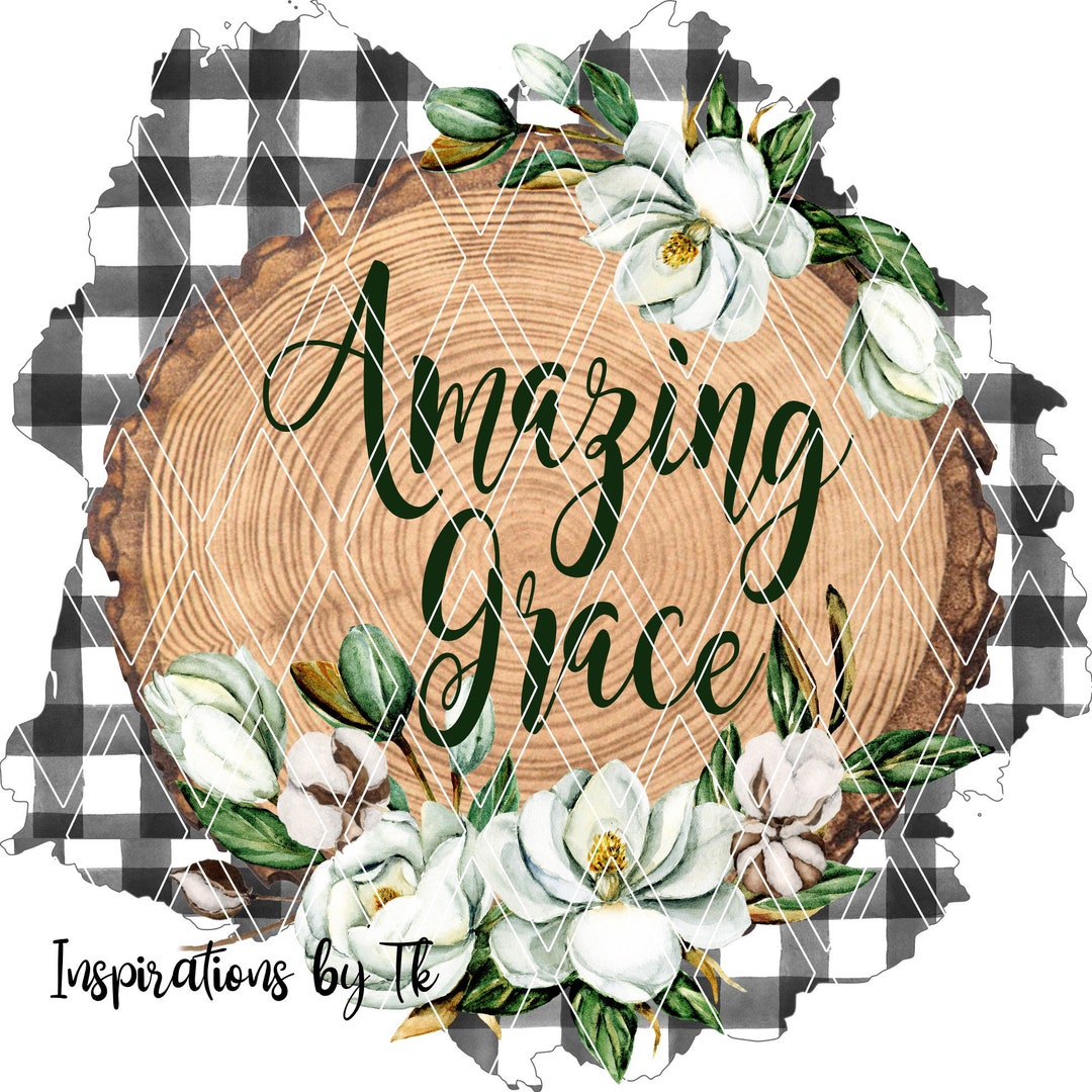 Amazing Grace Magnolias & Cotton on Wood 13x13 Digital Etsy