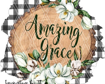 Amazing Grace Magnolias & Cotton on Wood, 13x13, Digital Design, Sublimation Download, Graphic Design, Digital Design