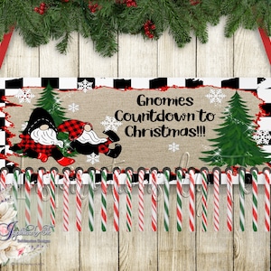 Candy Cane Countdown, Gnome Countdown to Christmas, Christmas Design, Christmas, Digital Design, Sublimation Download, Advent Calendar