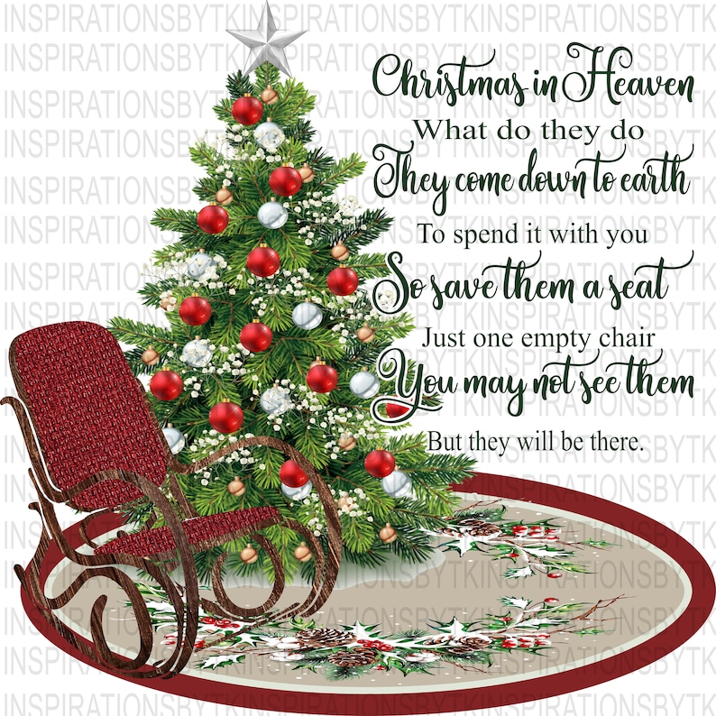 Christmas in Heaven 2 Design Empty Rocking Chair &amp; Christmas - Etsy