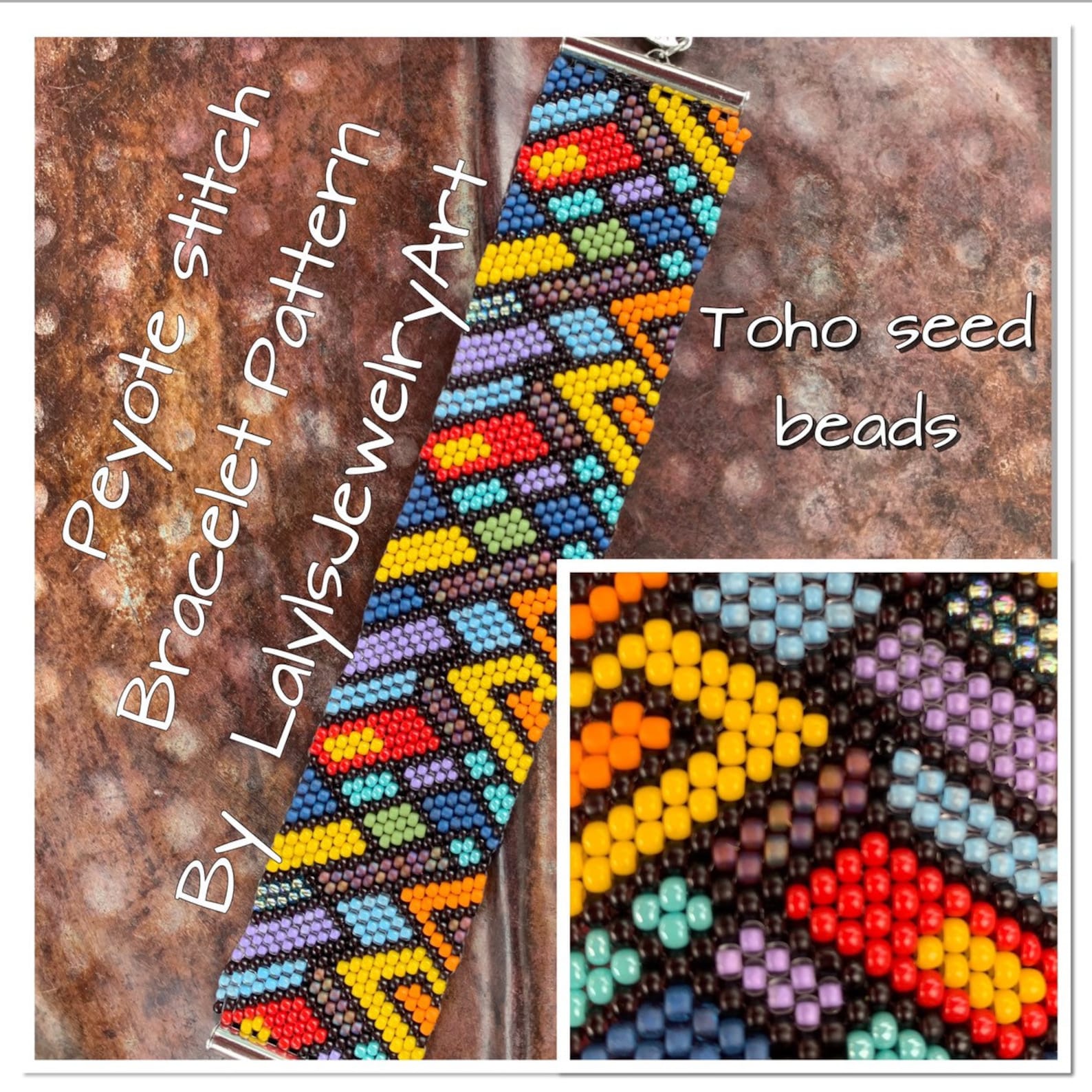 Toho seed beads peyote bracelet pattern bead pattern Etsy
