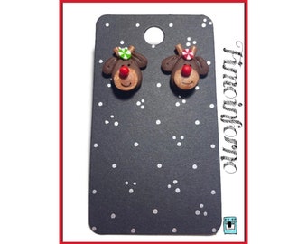 Boucles d'oreilles lobes de renne en fimo