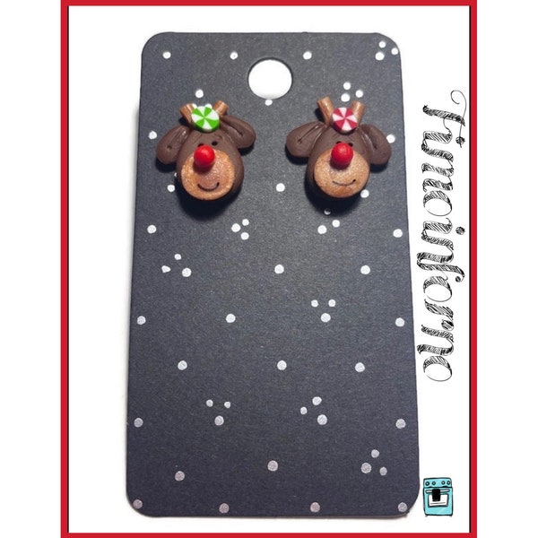 Boucles d'oreilles lobes de renne en fimo