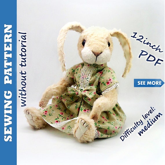 Stuffed rabbit pattern Bunny sewing pattern Stuffed animal Etsy