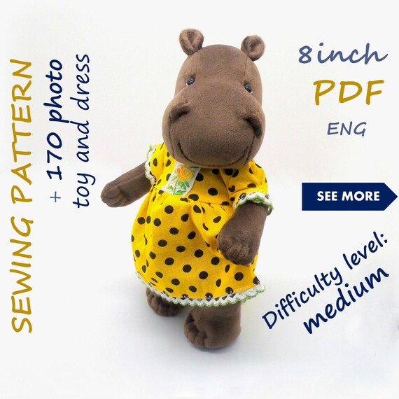 hippo stuffed animal pattern