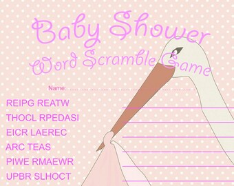 Baby Girl Word Scramble Baby Shower Game