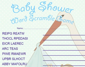 Baby Boy Word Scramble Baby Shower Game
