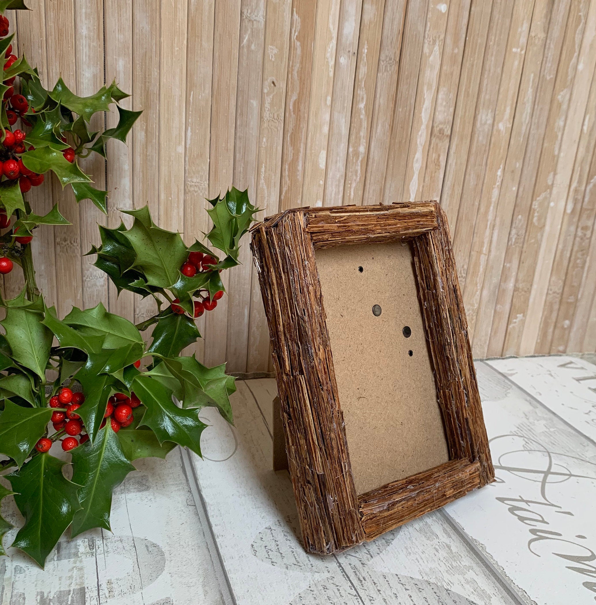 Beachwood Rustic Picture Frame Made From Dry Fern Stems Etsy