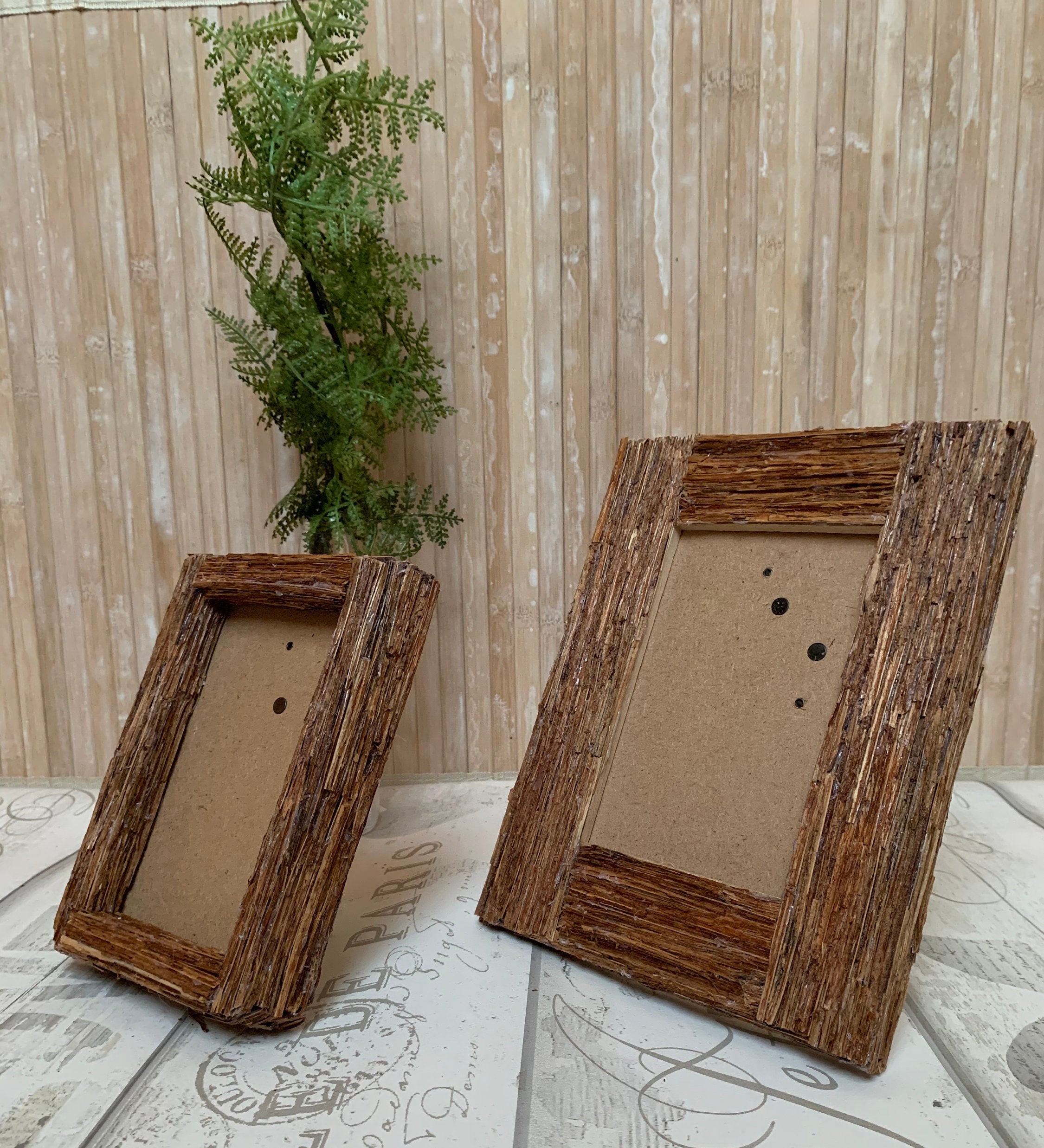 Beachwood Rustic Picture Frame Made From Dry Fern Stems Etsy