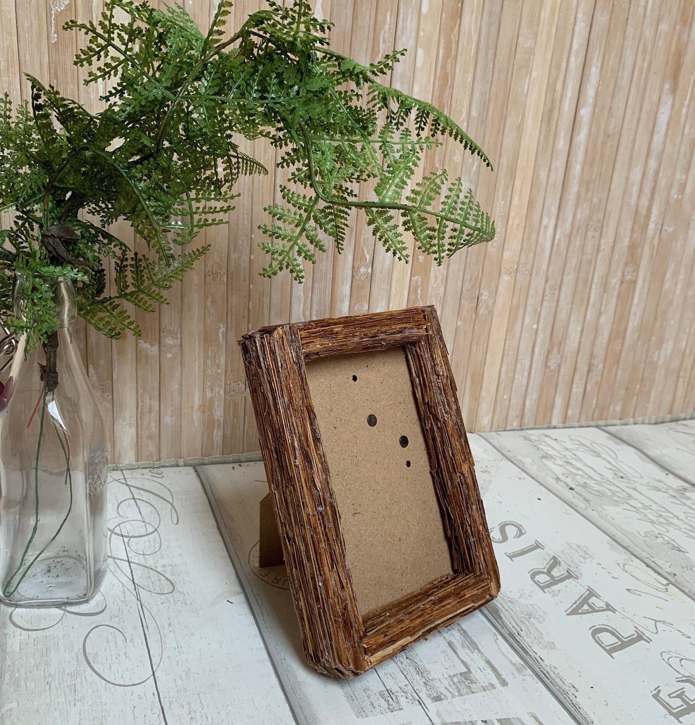 Beachwood Rustic Picture Frame Made From Dry Fern Stems Etsy