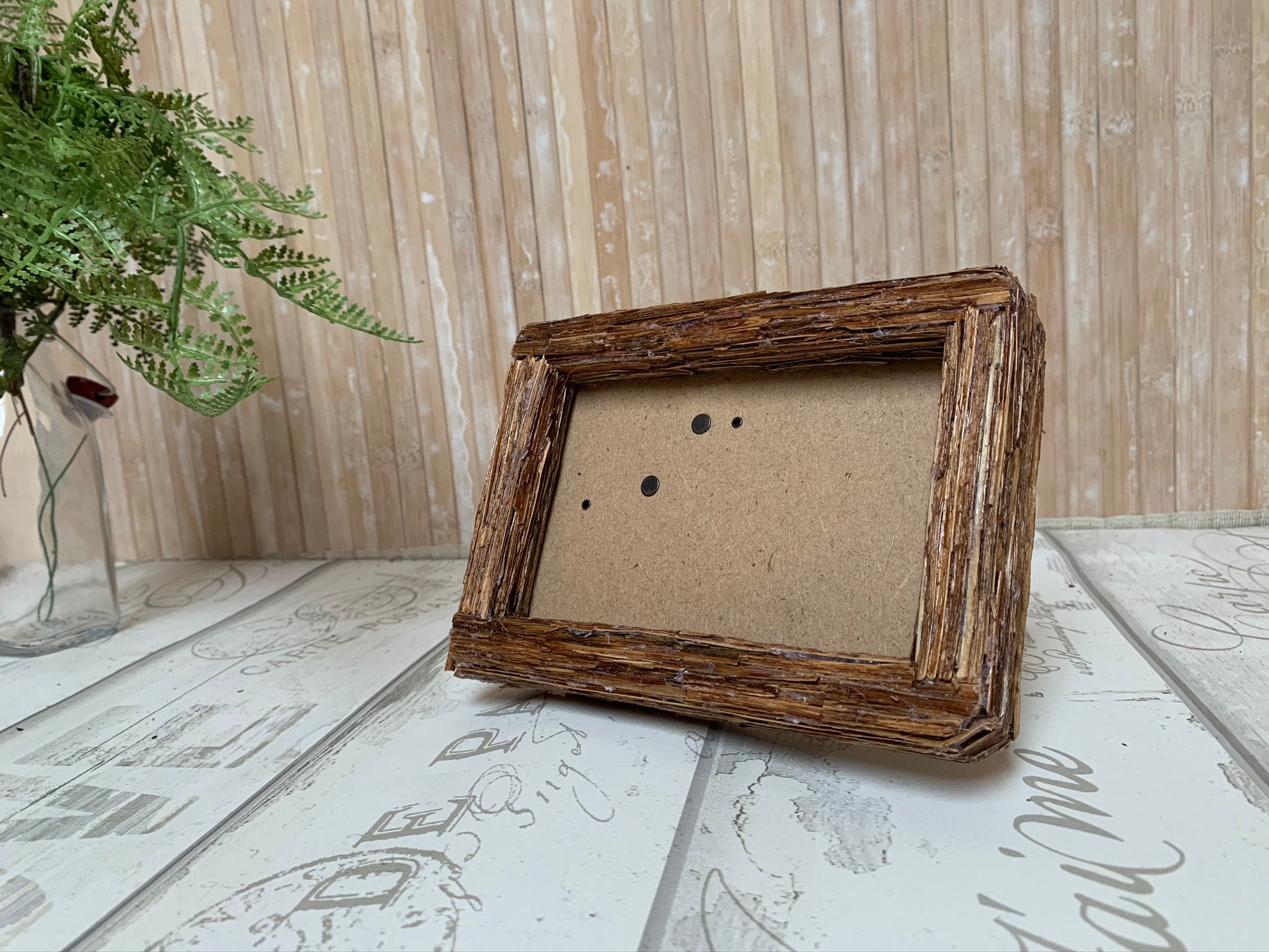 Beachwood Rustic Picture Frame Made From Dry Fern Stems Etsy