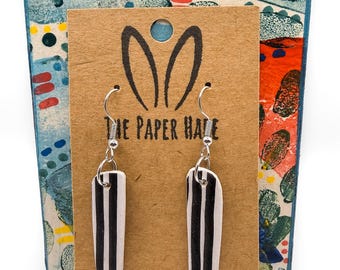 Black and white stripe dangle earrings