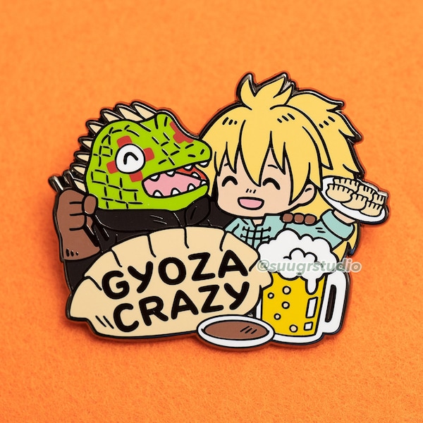 Dorohedoro "Gyoza Crazy" Caiman x Nikaido Hard Enamel Pin