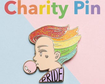 Charity LGBTQ BLM Pin - Bubble Gum Pride Month Hard Enamel Pin, Father's Day Gift