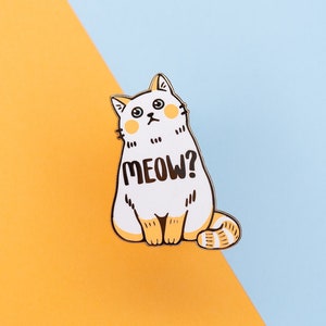 Curious Cat Enamel Pin, Cat Lover Christmas Gift, Flame Point