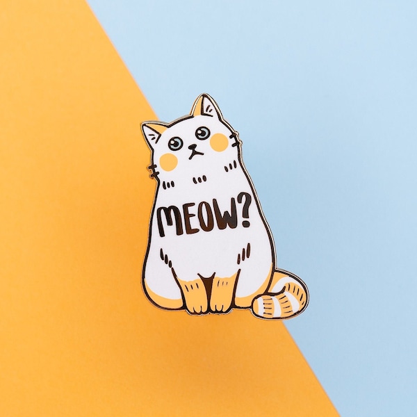 Curious Cat Enamel Pin, Cat Lover Christmas Gift, Flame Point