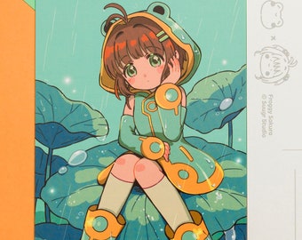 Froggy Sakura Postcard/Mini Print