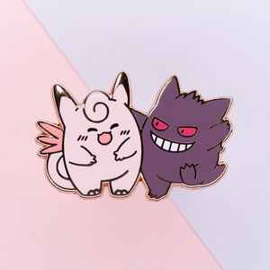 Monstre violet et mignonne rose - Épingle en émail dur Pocket Monster