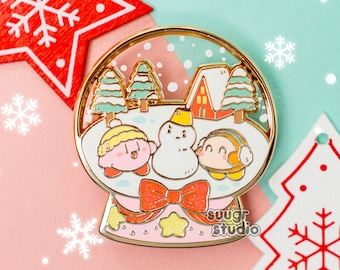 Poyo and Dee Snow Globe Christmas Hard Enamel Pin, Mother's Day Gift