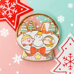 Poyo and Dee Snow Globe Christmas Hard Enamel Pin, Mother's Day Gift