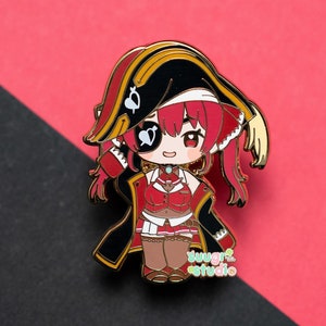 Pin de esmalte marinho Hololive Vtuber Houshou, Fan Merch