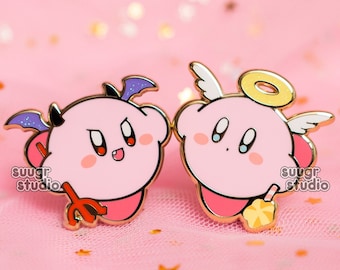 Devil and Angel Poyo Hard Enamel Pins, Halloween Collection