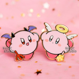 Devil and Angel Poyo Hard Enamel Pins, Halloween Collection