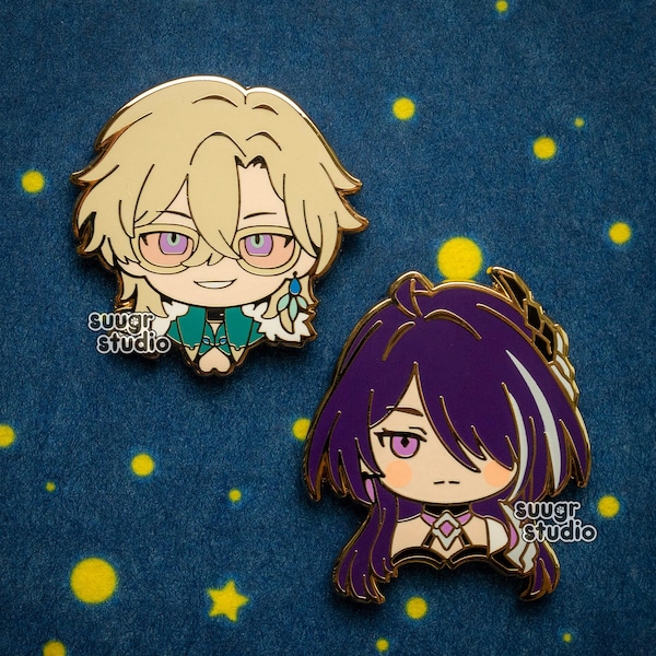 HSR Aventurine and Acheron Honkai Star Rail Hard Enamel Pin, Father's Day Gift