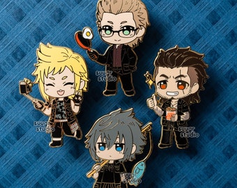 FF15 Noctis Prompto Ignis Gladiolus Hard Enamel Pin