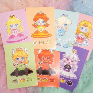 Princess x Poyo Mini Prints - Daisy, Peach, Rosalina, Blond/Rot Bowsette, Boosette, Zelda