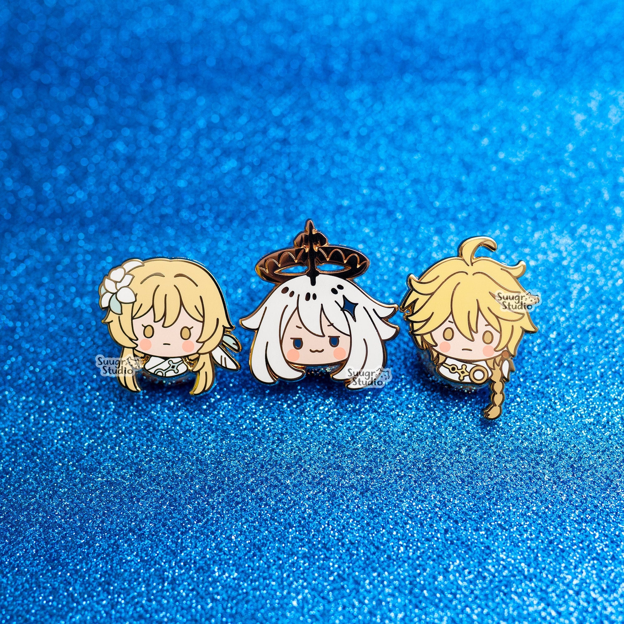 Genshin Impact Paimon Lumine Aether MC Hard Enamel Pin