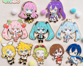 Virtual Vocalist Miku Hard Enamel Pin Set, Miku, Snow Miku, Sakura Miku, Rin, Len, Gackpo, Luka, Meiko, Kaito, Gumi