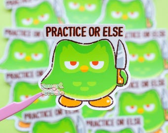 Duo the nice Owl, "Practice or Else" 3" Vinyl Sticker
