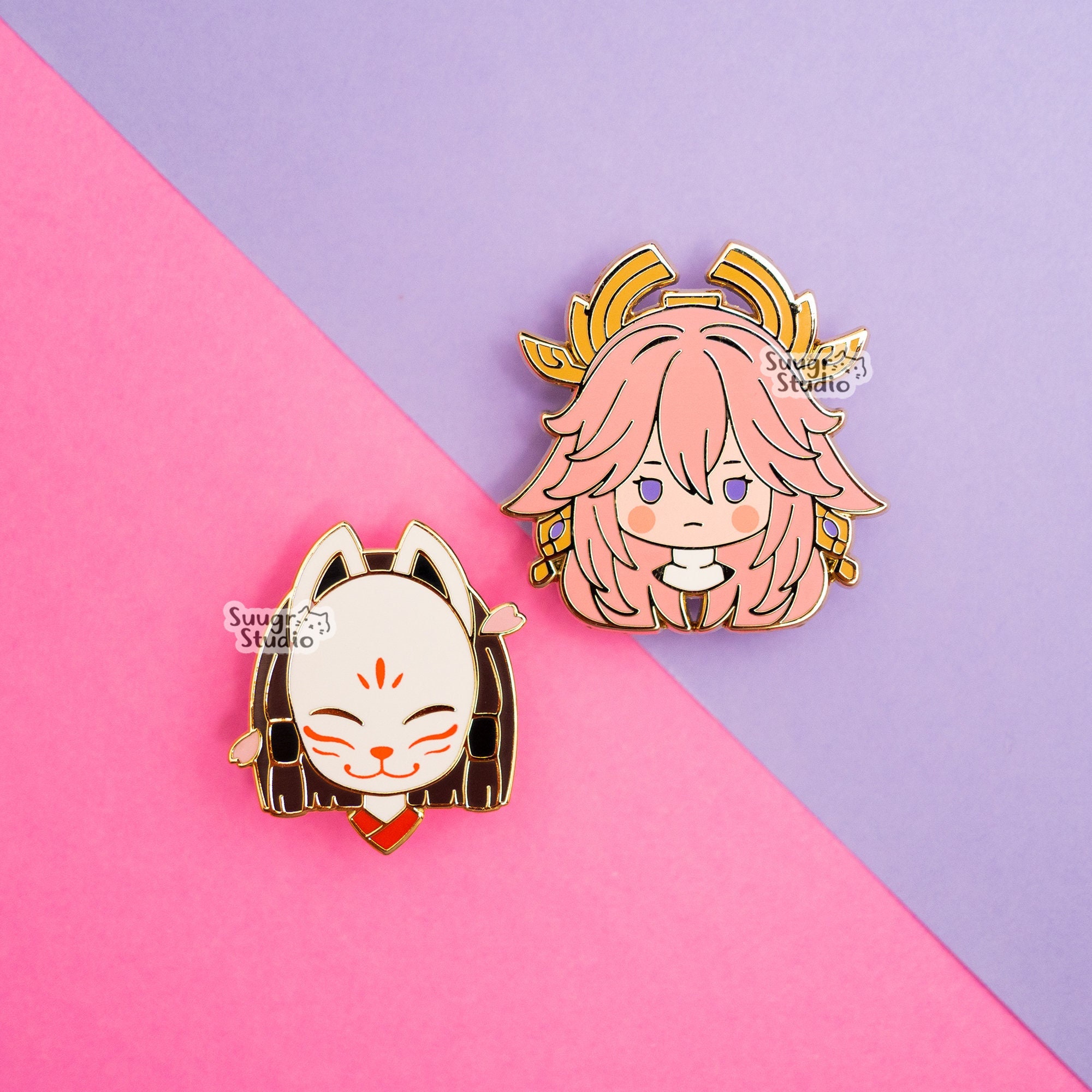 Genshin Impact Yae Miko & Kazari Hard Enamel Pin