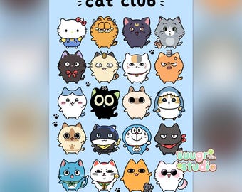 Cat Club Print(Available in 2 Sizes)