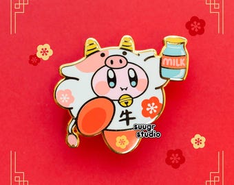 Chinese Zodiac Poyo Enamel Pin - Cow