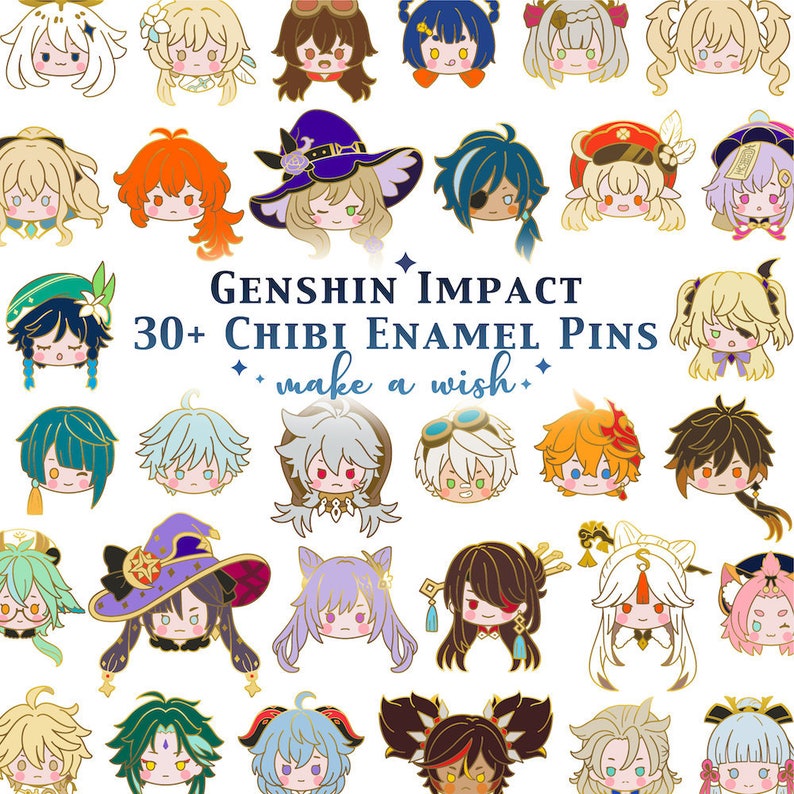 Genshin Impact 30 Chibi Characters Hard Enamel Pins Gacha Etsy