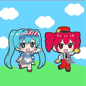 Virtual Vocalist Miku and Teto Hard Enamel Pin (Mesmerizer Set I)